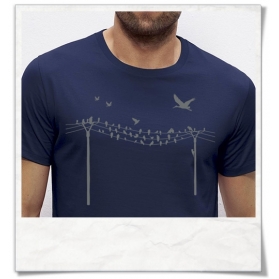 Birds on a wire T-Shirt / Navy