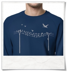 Sweatshirt Vögel au Strommast für Männer aus Biobaumwolle
