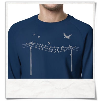 Sweatshirt Birds on wire ( organic cotton and fair produced )