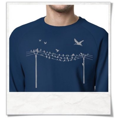 Sweatshirt Vögel au Strommast für Männer aus Biobaumwolle