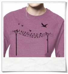 Sweatshirt Vögel auf Strommast aus Biobaumwolle