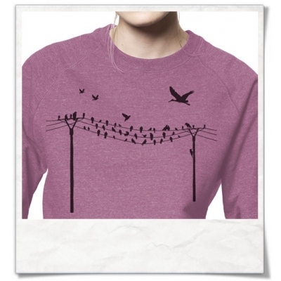 Sweatshirt aus Biobaumwolle Vögel au Strommast