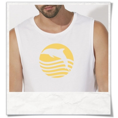 T-Shirt Dolphin Sun Sea for men in white