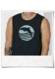 Sleeveless Tee Dolphin Sunset Sea for men in black