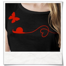 Snail and Butterfly in love T-Shirt / Black