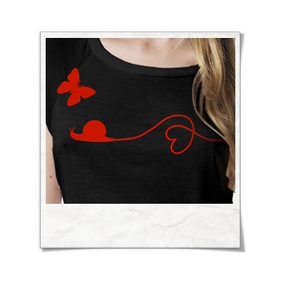 Snail and Butterfly in love / women T-Shirt / Black / Fair and Organic