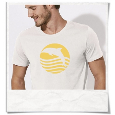 T-Shirt Dolphin Sun Sea for men in white