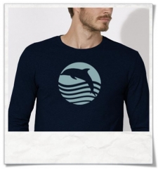 Herren Langarm T-Shirt Sonnenuntergang mit Delfin Biobaumwolle & Fair hergestellt 