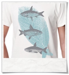 Flying Fishes / men T-Shirt / White / Fair Organic and Eco