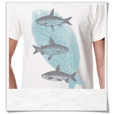 Flying Fishes / men T-Shirt / White / Fair Organic and Eco