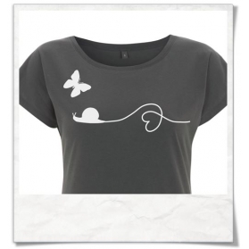 T-Shirt Snail and Butterfly in love Fair Wear in Grey