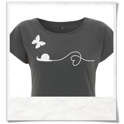 Schnecke & Schmetterling Frauen T-Shirt in Grau