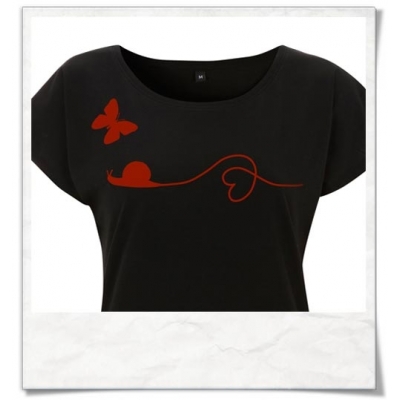 Schmetterling & Schnecke Frauen T-Shirt in Schwarz