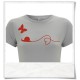 Organic cotton Tee Snail and Butterfly in red and gray